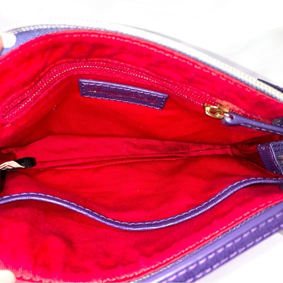 Y2K Dooney & Bourke White Purple Blue Ginger Floral Leather Crossbody Purse Bag - Picture 11 of 12